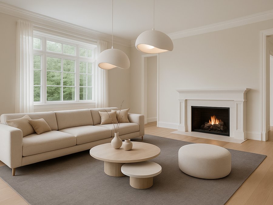 Living room design concept rendering